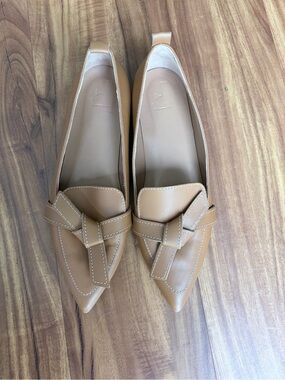 Flattered Pointed Toe Slip-On Loafers in Tan